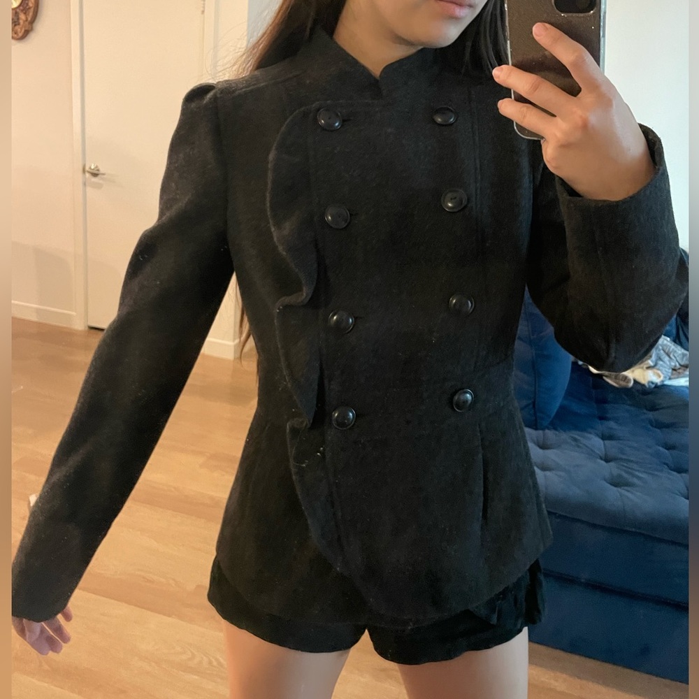 Loft gray ruffled coat/jacket 💖